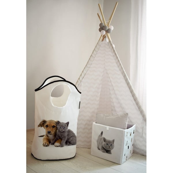 Cesta per giochi da bambino bianca in tessuto 57x26x70 cm The Cutest Ones – Butter Kings-image-1