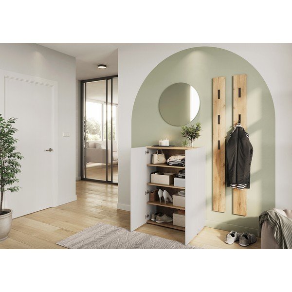 Armadietto color crema con effetto rovere 74x105x33 cm Alviano – Germania-image-1