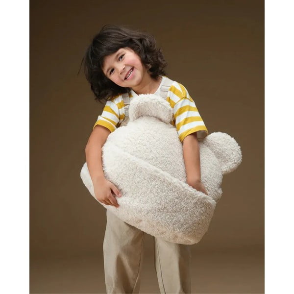 Cuscino per divano da bambini color crema con rivestimento in bouclé Teddy Pouch – Wigiwama-image-4
