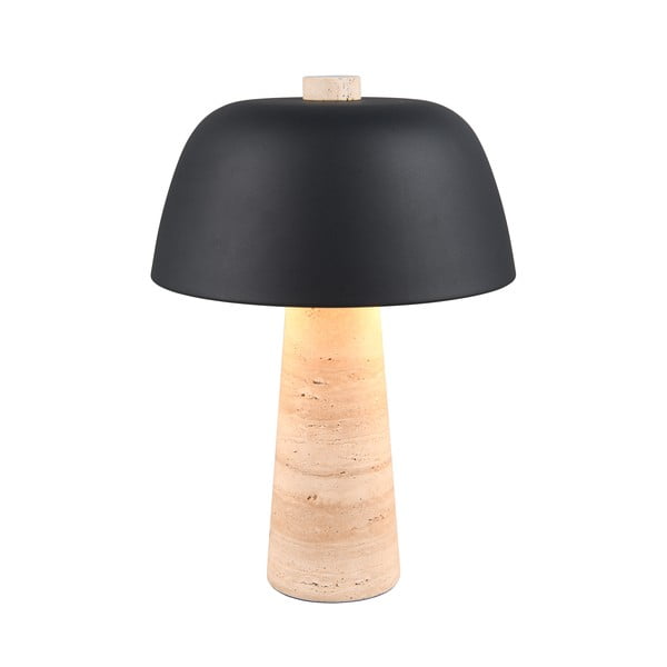 Lampada da tavolo nera e beige con paralume in metallo (altezza totale 41 cm) Timba – Trio Select-image-1