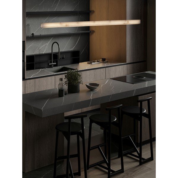 Lampadario LED bianco/color ottone con effetto pietra con intensità regolabile Vaster – Nova Luce-image-1