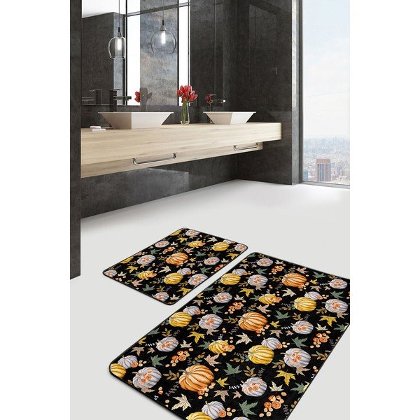 Tappetini da bagno nero-arancio in set di 2 pezzi 60x100 cm - Mila Home-image-1