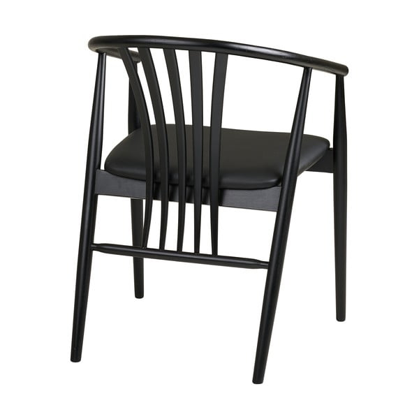 Sedia da pranzo nera in faggio massiccio con braccioli Agustin – House Nordic-image-4