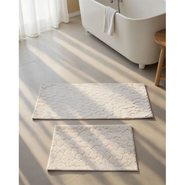 Set di tappetini per il bagno color crema 2 pz 60x100 cm Rabbit – Foutastic-image-2