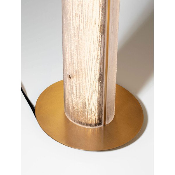 Lampada da tavolo LED color ottone in metallo con paralume in vetro (altezza totale 40 cm) Gloree – Nova Luce-image-3