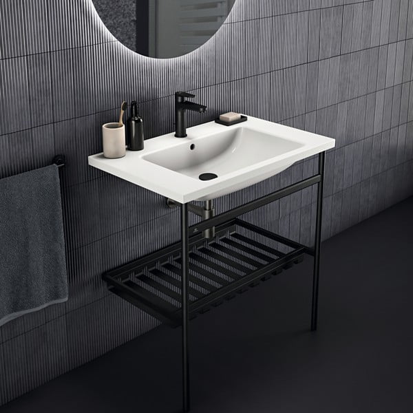 Scaffale in metallo nero da sotto il lavabo 76x82 cm Conca - Ideal Standard-image-4