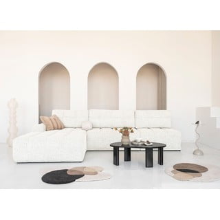 Divano angolare componibile color crema allungabile/con contenitore (con penisola a sinistra) Lulu – Miuform