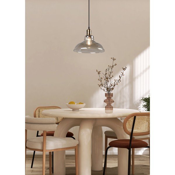 Lampadario color ottone in metallo con paralume in vetro ø 28 cm Aldo – Reality-image-1