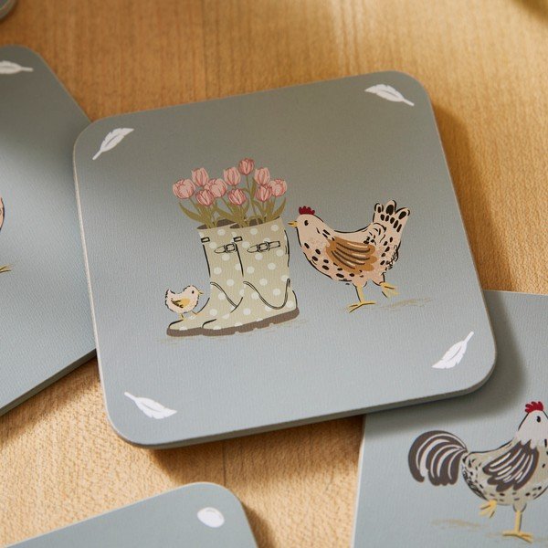 Set di sottobicchieri grigi in sughero 4 pz Hen House Lane – Cooksmart ®-image-2