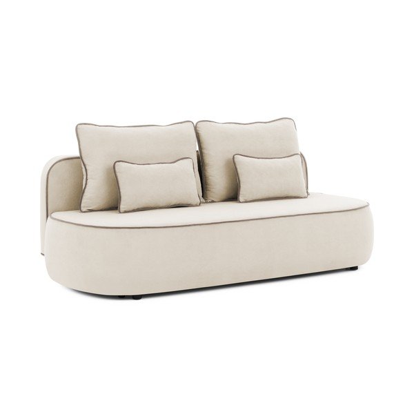 Divano beige/grigio tortora allungabile/con contenitore con rivestimento in velluto 210 cm Saga – Ropez