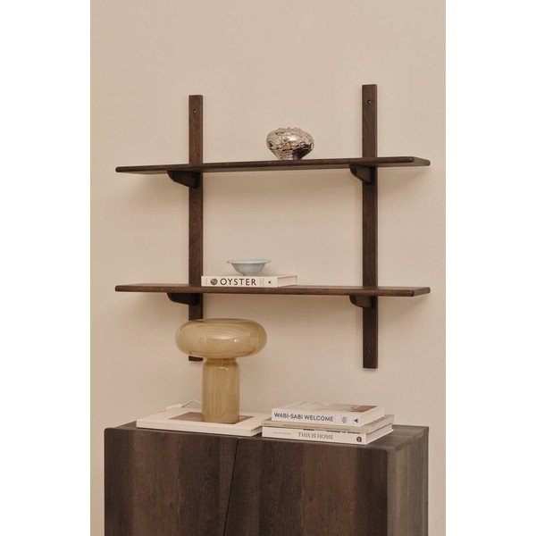Mensola di colore naturale in rovere massiccio con ripiani multipli 90 cm Albin – Ellos Home-image-1