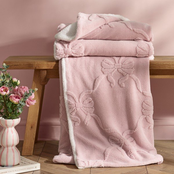 Coperta rosa 130x170 cm Carved Bow – Catherine Lansfield-image-1