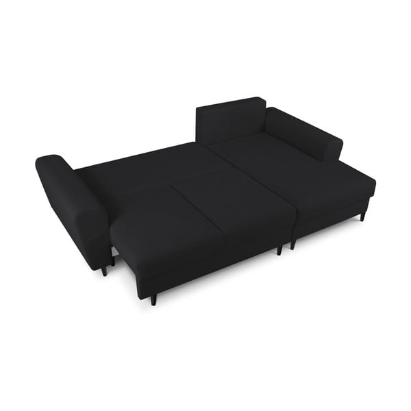 Divano angolare nero allungabile e con contenitore (con penisola a destra/con chaise lounge) con rivestimento in bouclé Kyoto – Cosmopolitan Design-image-2