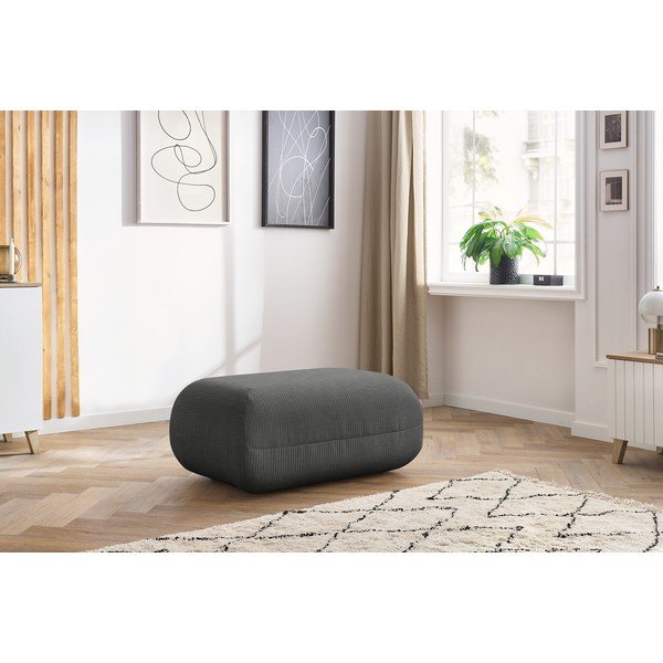Pouf in velluto a coste grigio Lecomte - Bobochic Paris-image-1