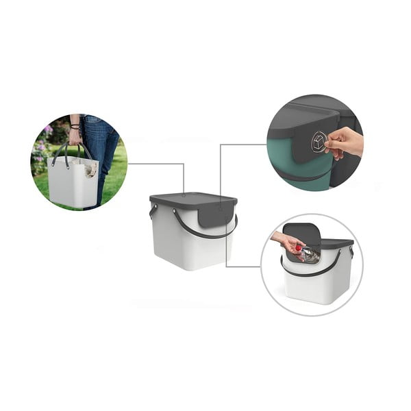 Bidone per rifiuti in plastica riciclata 40 l Albula - Rotho-image-4