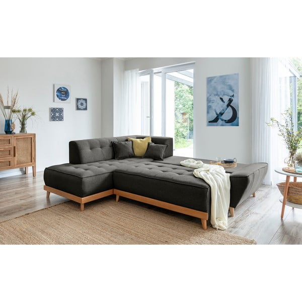 Divano letto angolare grigio scuro L, angolo sinistro Dazzling Daisy - Miuform-image-4