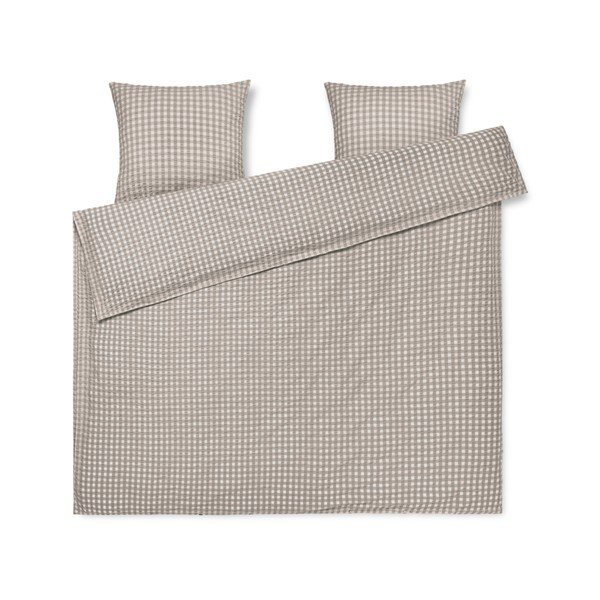 Biancheria da letto in crêpe esteso grigio e beige per letto matrimoniale 200x220 cm Bæk&Bølge - JUNA