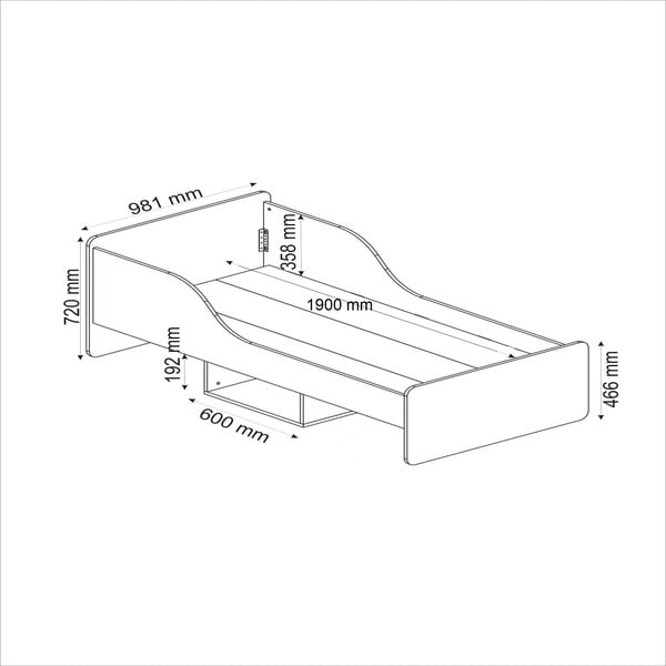 Letto singolo con contenitore in colore naturale 90x190 cm Evren - Kalune Design-image-4