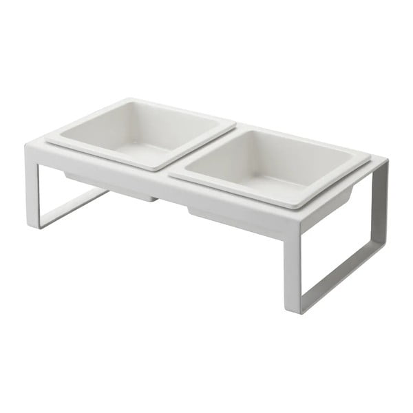 Set di ciotole e contenitore per cibo per animali domestici bianco Tower - YAMAZAKI-image-3