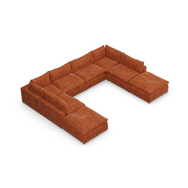 Divano angolare a forma di "U" color mattone Moonlight - Furninova-image-3