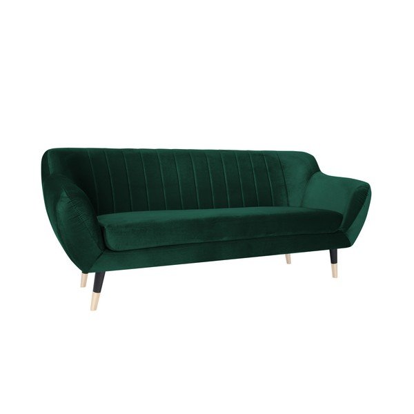 Divano verde con gambe nere Benito, 188 cm - Mazzini Sofas-image-2