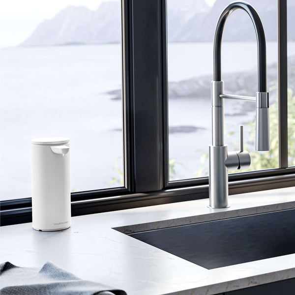 Dispenser di sapone in metallo touchless bianco da 414 ml - simplehuman-image-1