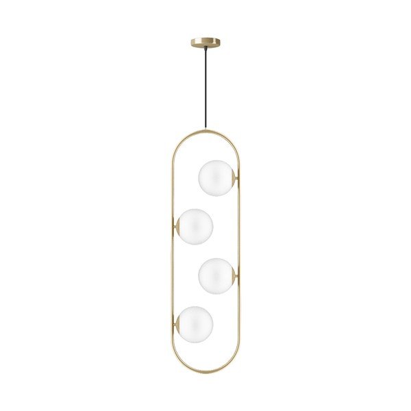 Lampadario dorato con paralume in vetro Club – Squid Lighting