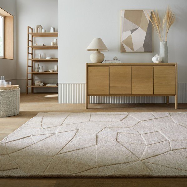Tappeto beige in lana tessuto a mano 120x170 cm Shard – Flair Rugs-image-1