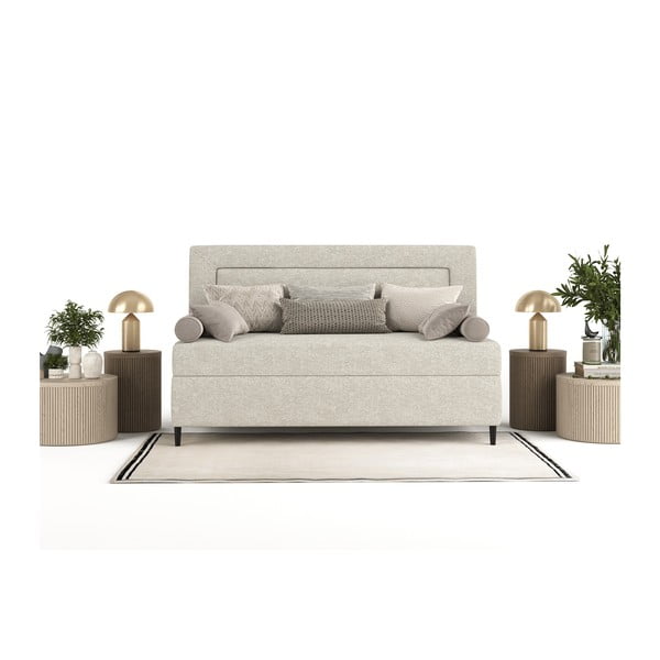 Letto singolo imbottito grigio e beige 80x200 cm Alba - Maison de Rêve-image-3