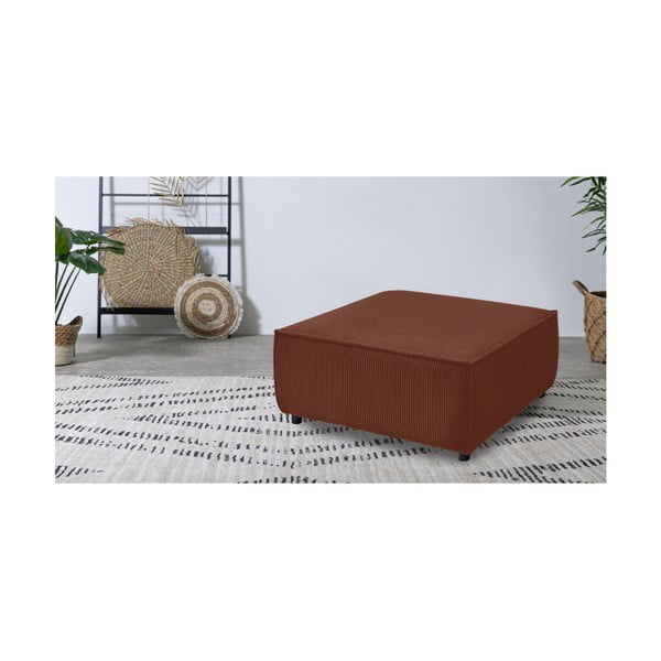 Pouf in velluto a coste color mattone Nihad modular - Bobochic Paris-image-1
