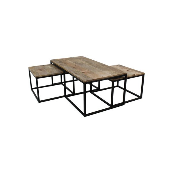Set di 3 tavolini in legno di mango non trattato collezione HSM Salon - HSM collection