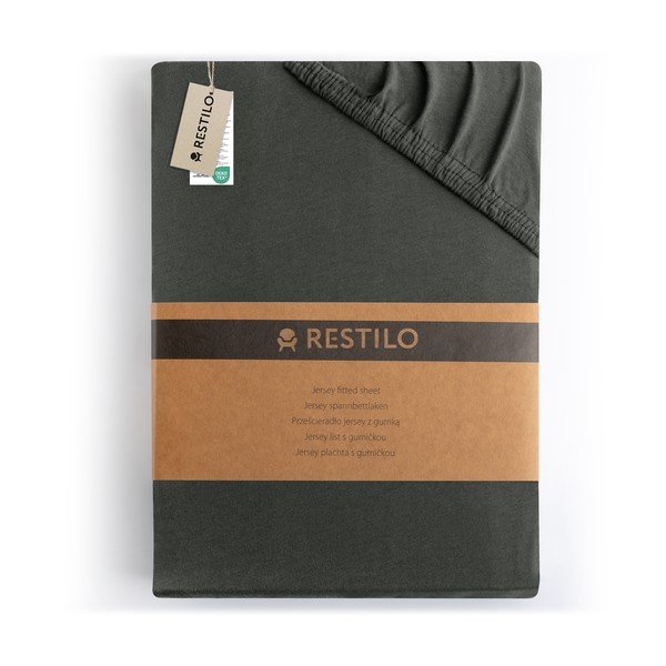 Lenzuolo con angoli grigio scuro in jersey 140x200 cm Amber – Restilo-image-4