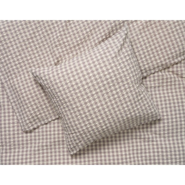 Biancheria da letto in crêpe esteso grigio e beige per letto matrimoniale 200x220 cm Bæk&Bølge - JUNA-image-1