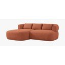 Divano angolare color terracotta (con penisola a sinistra/con chaise lounge) con rivestimento in bouclé Jenny – Micadoni 