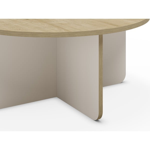 Tavolino da salotto rotondo color crema/di colore naturale con piano effetto rovere ø 80 cm Hillary – Marckeric-image-3