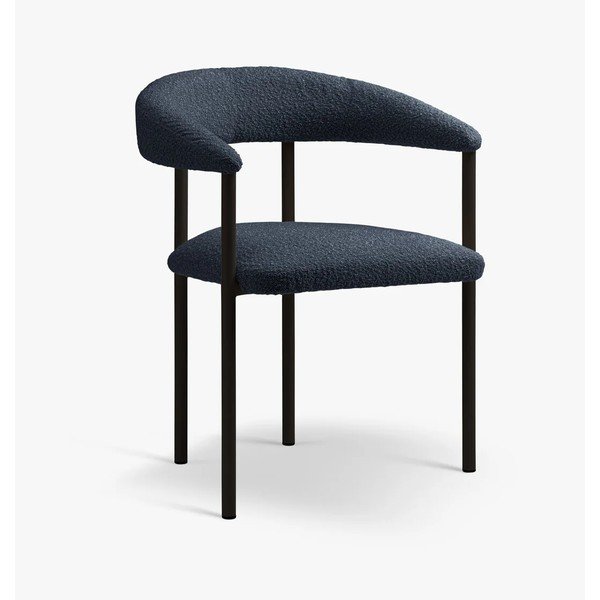 Sedia da pranzo nera/blu scuro imbottito con braccioli Lea – Micadoni 