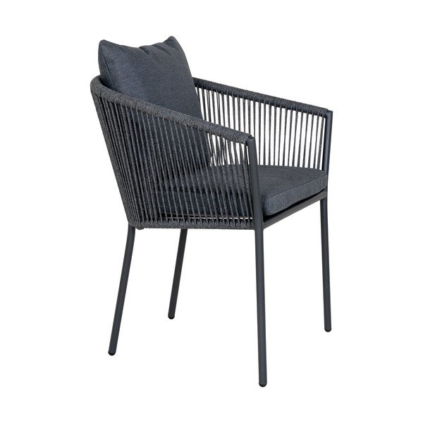 Sedia da esterno grigio scuro in metallo/in imbottito Salerno – House Nordic-image-3