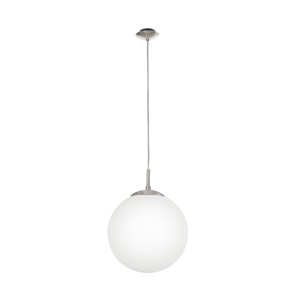 Lampadario bianco/argentato con paralume in vetro ø 30 cm RONDO – EGLO