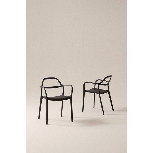 Sedie da pranzo in set nere in plastica con braccioli/impilabili 2 pz Karlaby – Jotex-image-1