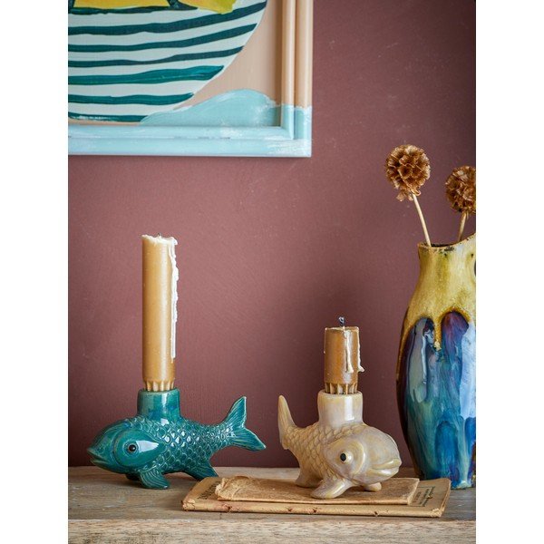 Portacandele in set in gres 2 pz Burne – Bloomingville-image-1