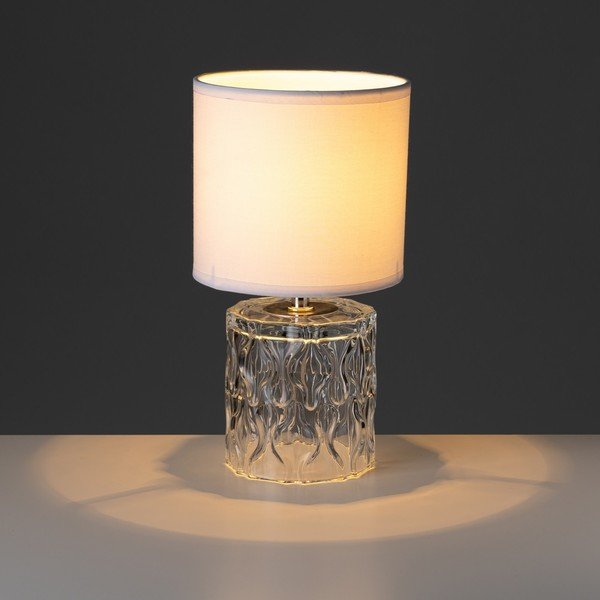 Lampada da tavolo in vetro con paralume in tessuto (altezza 29 cm) - Casa Selección-image-1