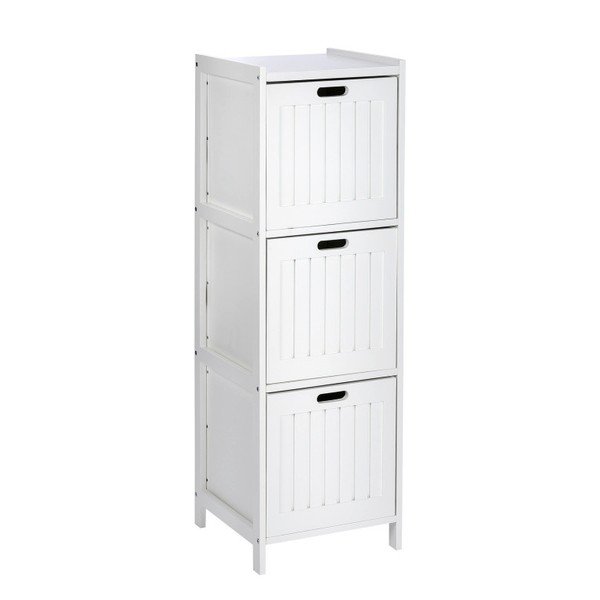 Mobile da bagno in legno bianco con 3 cassetti Oslo - Wenko-image-1