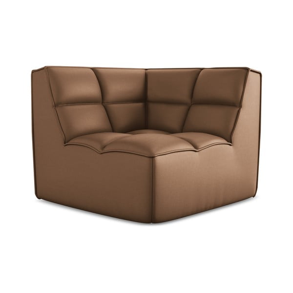 Parte divano componibile marrone con rivestimento in finta pelle Kalai – Makamii-image-2