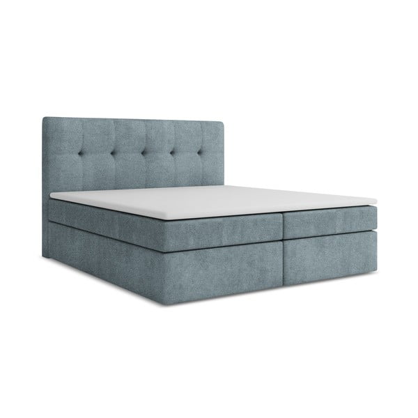 Letto boxspring azzurro con contenitore 160x200 cm Palta – Makamii