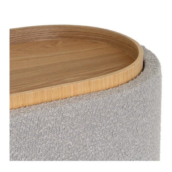 Poggiapiedi grigio chiaro in tessuto bouclé - Casa Selección-image-3