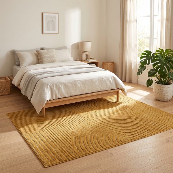 Tappeto giallo ocra 200x290 cm Whirl – ESTE-image-2