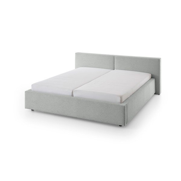 Letto matrimoniale imbottito grigio con contenitore con rete inclusa 160x200 cm Cube – Meise Möbel