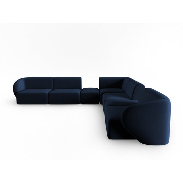 Divano angolare blu con rivestimento in velluto Paolo – Milo Casa-image-2