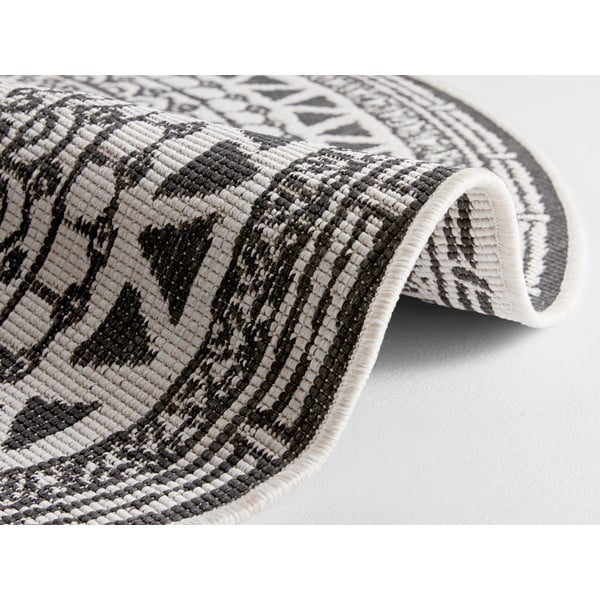 Tappeto da esterno nero e crema , ø 140 cm Coron - NORTHRUGS-image-1