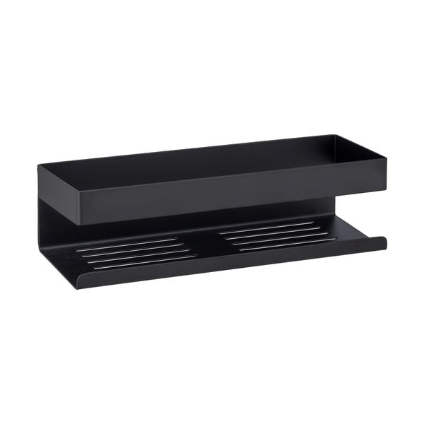 Mensola da bagno nero adesiva in acciaio inox Genova - Wenko-image-1